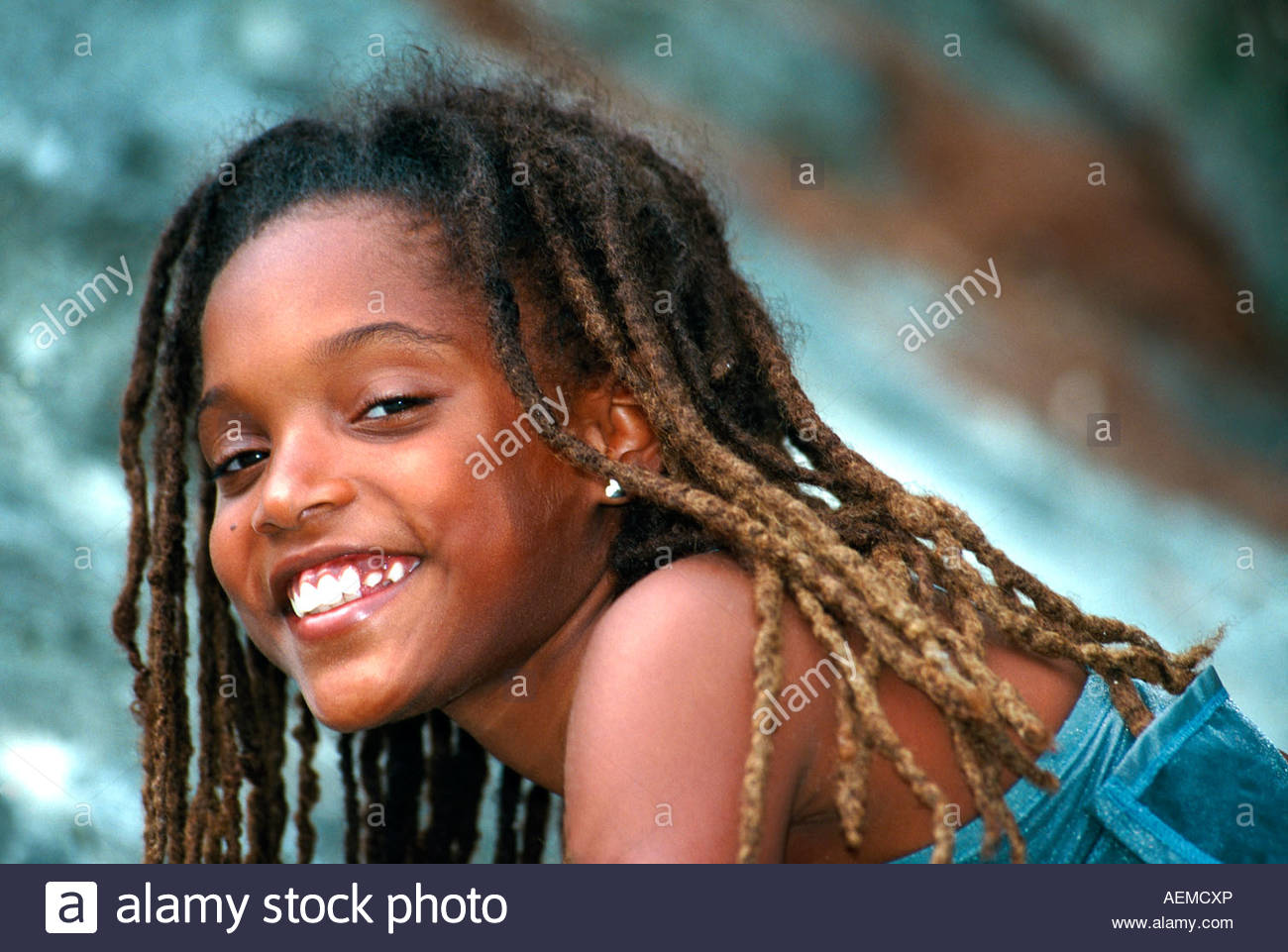 11 Year Old Bermudian Girl Horseshoe Bay Bermuda Stock Photo