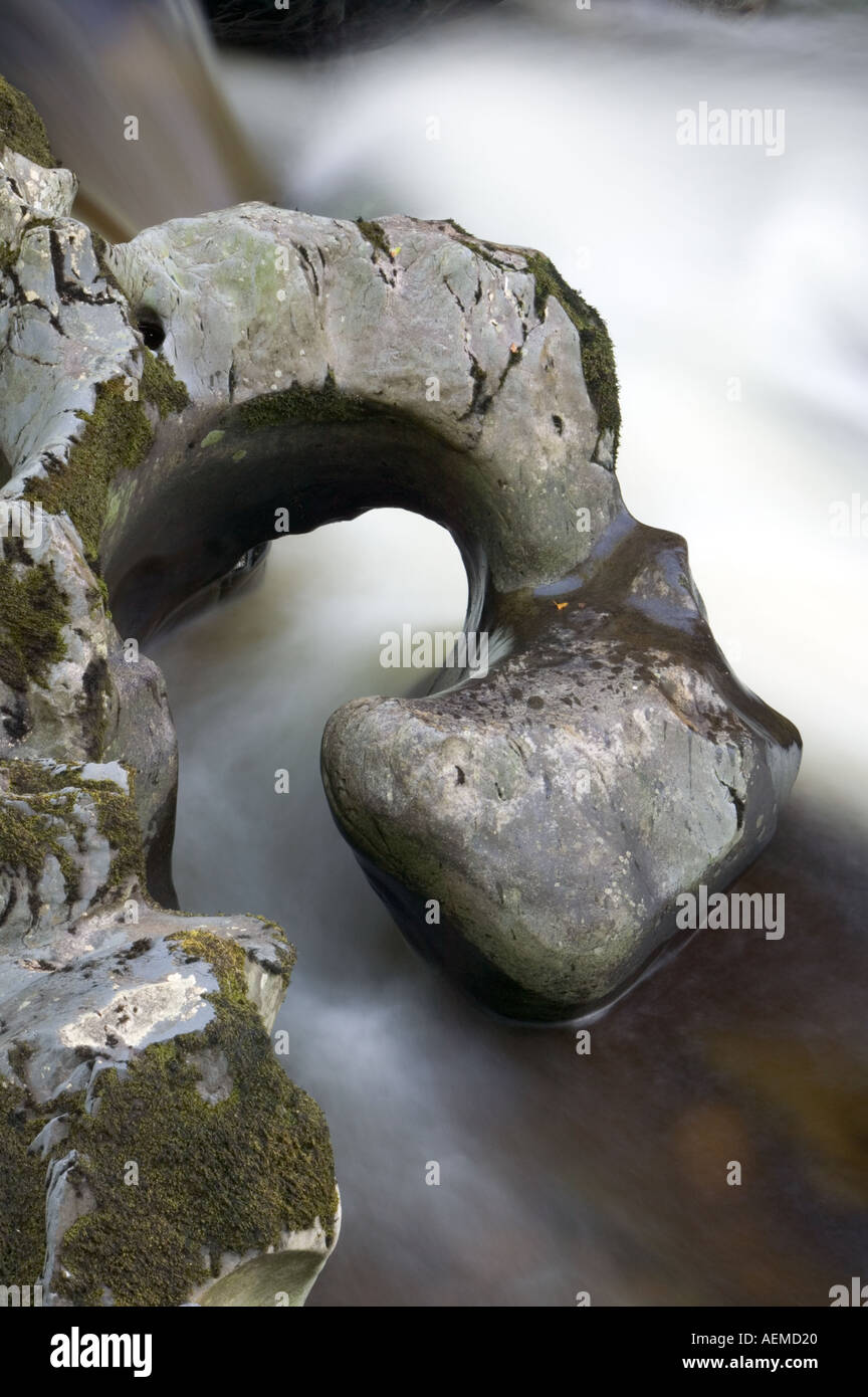 Worn Rocks Water worn rock in the Fairy Glen near Betws y Coed Snowdonia North ...