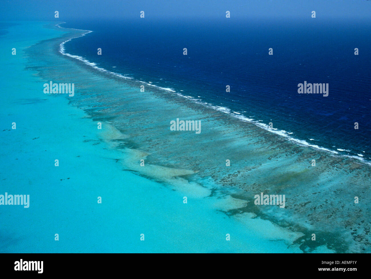 Belize, Barrier Reef, Aerial, 2nd longest on Earth Stock Photo