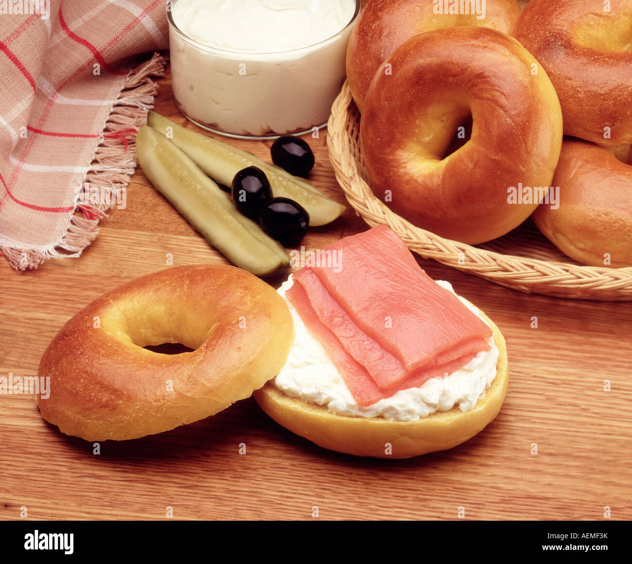 Lox And Egg Bagel With Cream Cheese Stock Photo Alamy