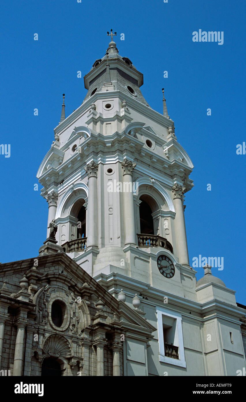 Lima Cathedral bell and clock tower, Plaza de Armas, (Plaza Mayor