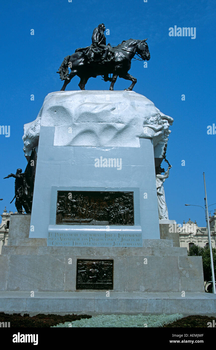 General Jose de San Martin Statue, Plaza San Martin, Lima, Peru Stock Photo