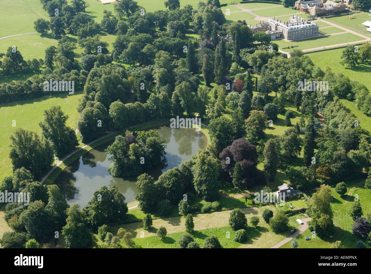 Althorp House and the Oval Lake, Earl Spencer family estate and ...