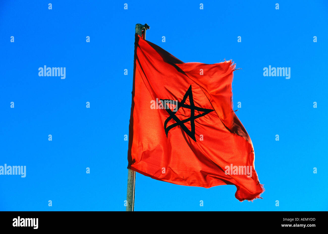 state flag under a clear blue sky morocco africa Stock Photo