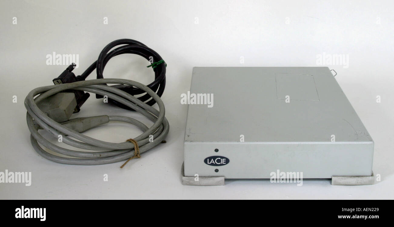 LaCie 3 gigabyte external hard drive including Mac disc cable and power  cable Stock Photo - Alamy