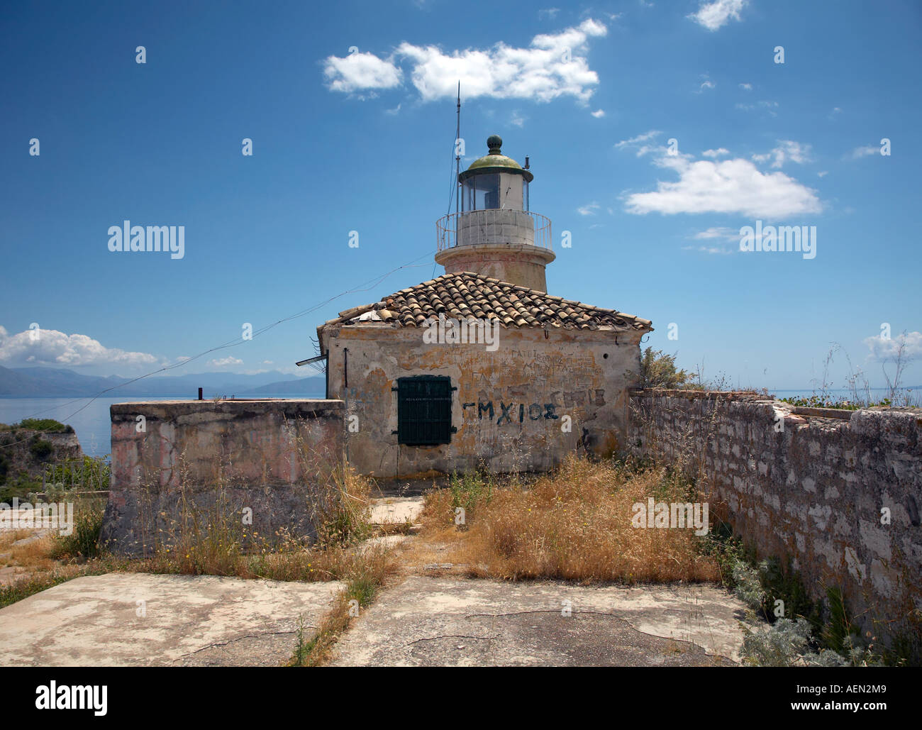 Lighthouse atop the Old Fort in Corfu town Stock Photo