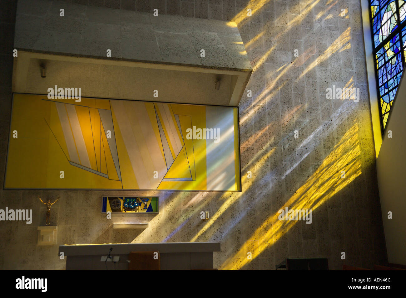 Stained Glass Window Roman Catholic Cathedral Liverpool England Stock