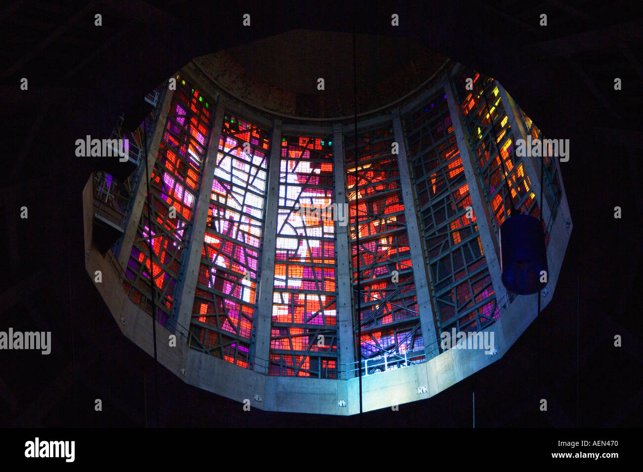 Stained Glass Windows Roman Catholic Cathedral Liverpool England Stock