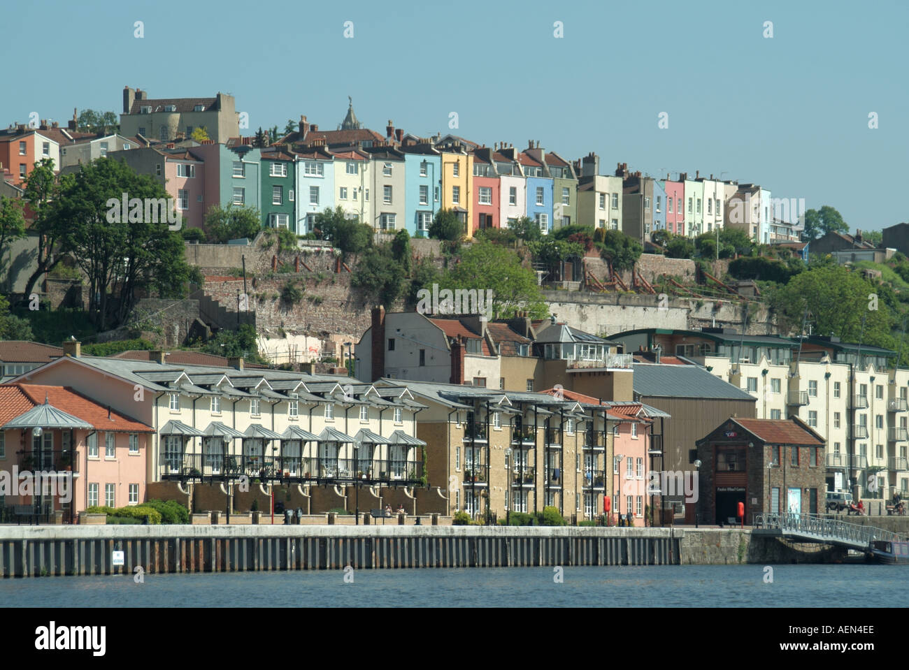 Bristol modern waterside properties contrast with older colour washed