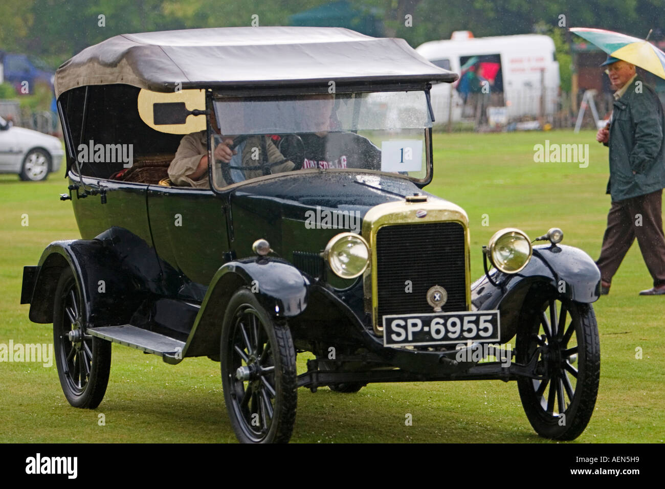 Classic Overland car at vintage vehicle rally near St Andrews, Scotland Stock Photo