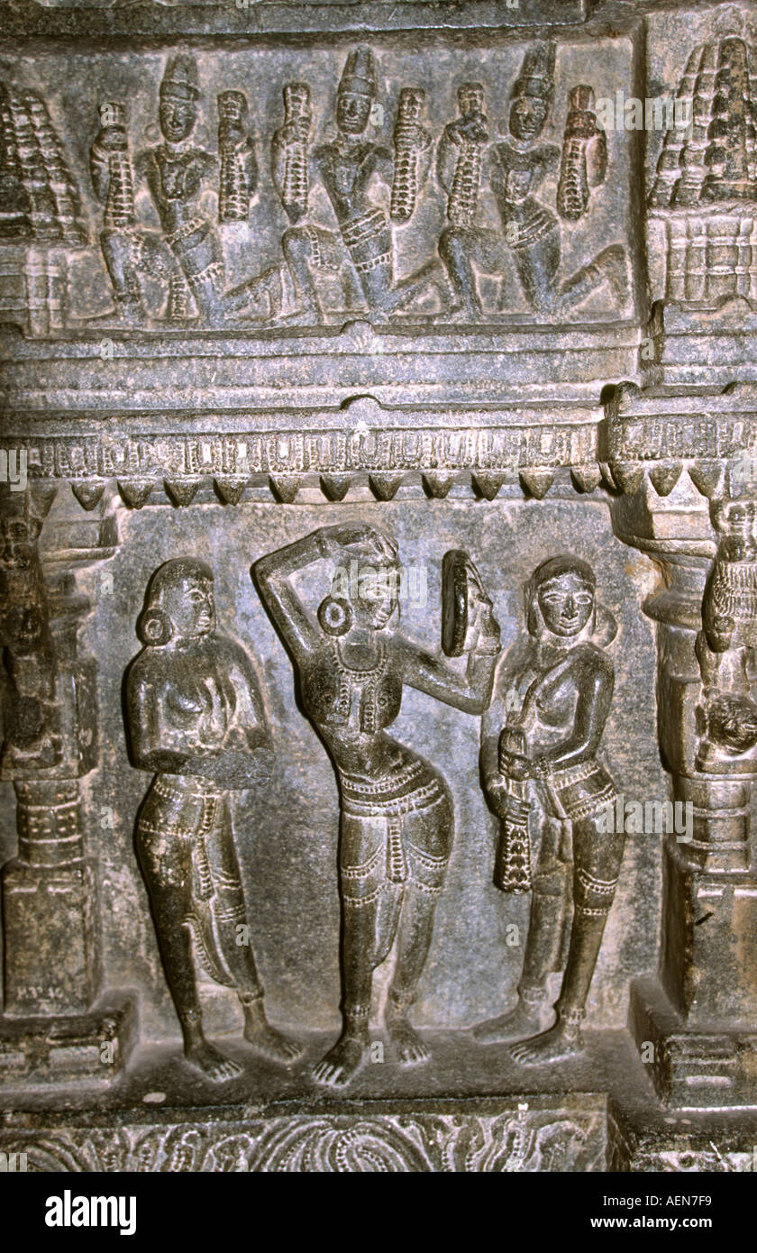 India Andhra Pradesh Hyderabad State Museum stone temple carving Stock