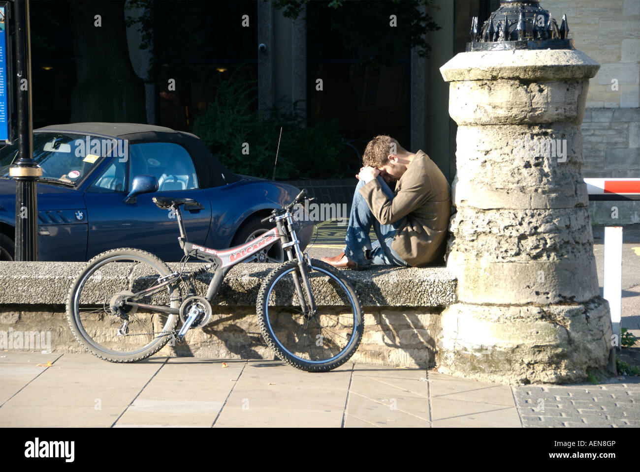 Male cyclist in Oxford city centre Stock Photo Alamy