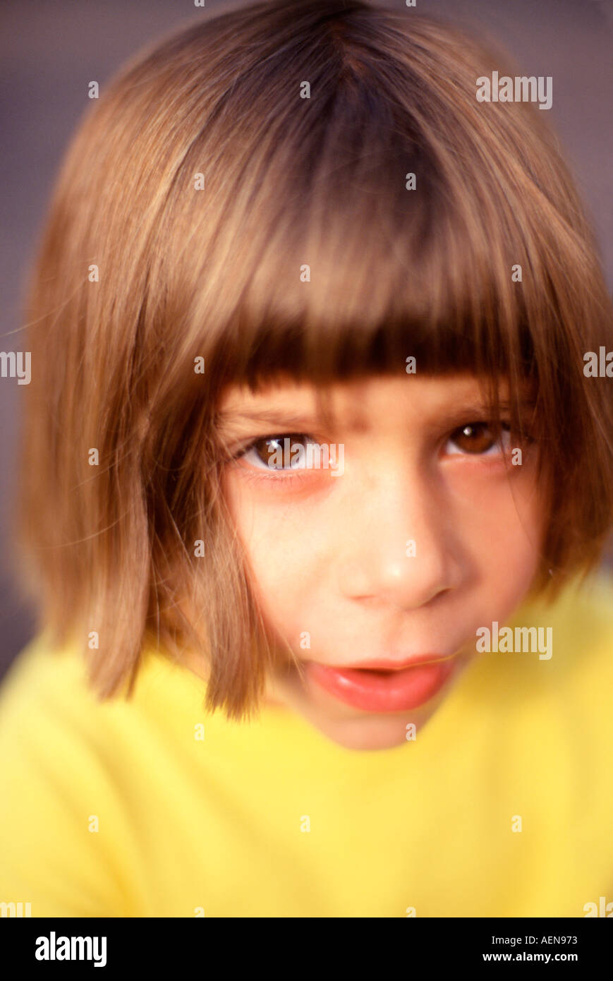 Five year old girl close up Stock Photo