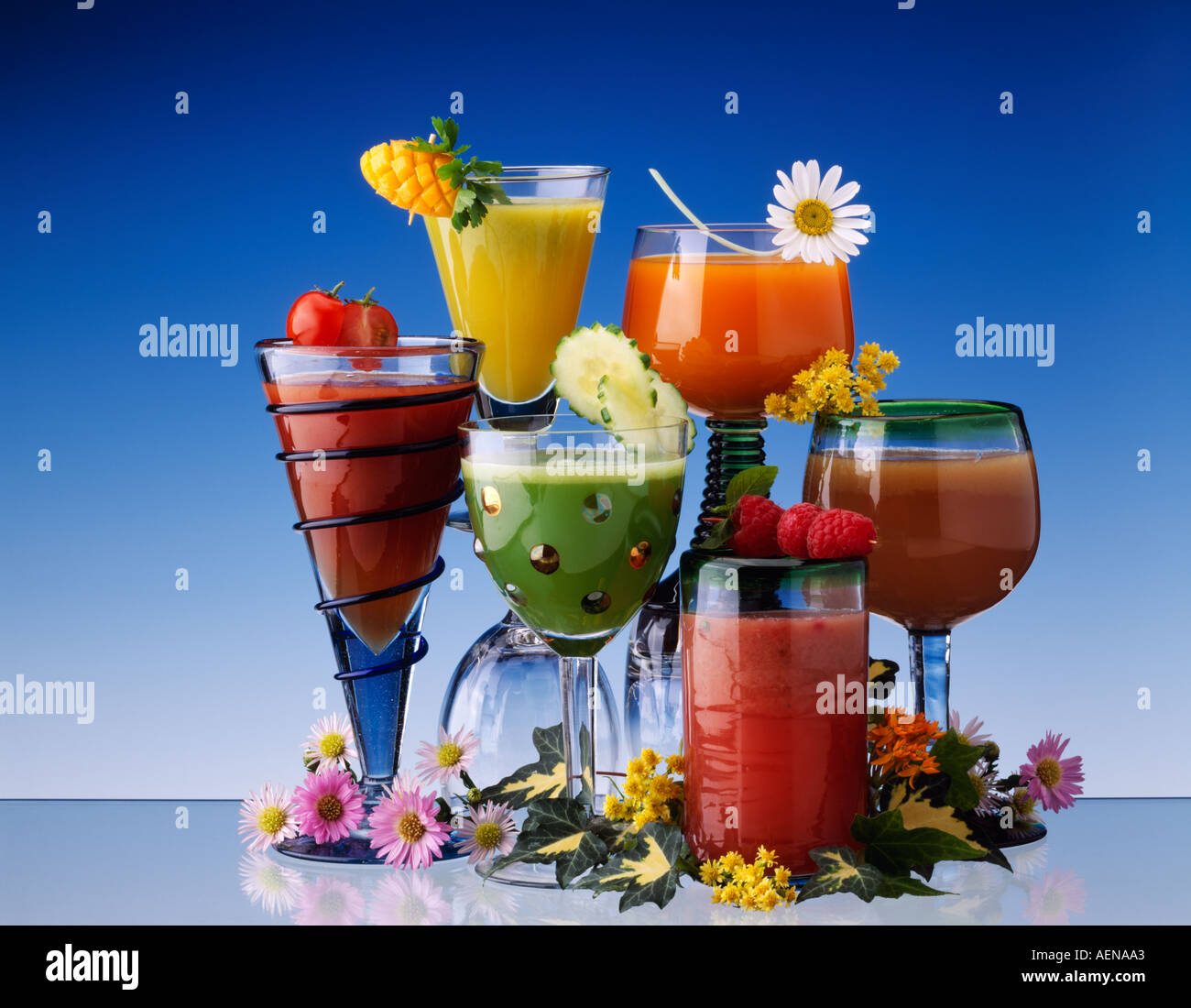 Fresh fruit and vegetable juices Stock Photo Alamy