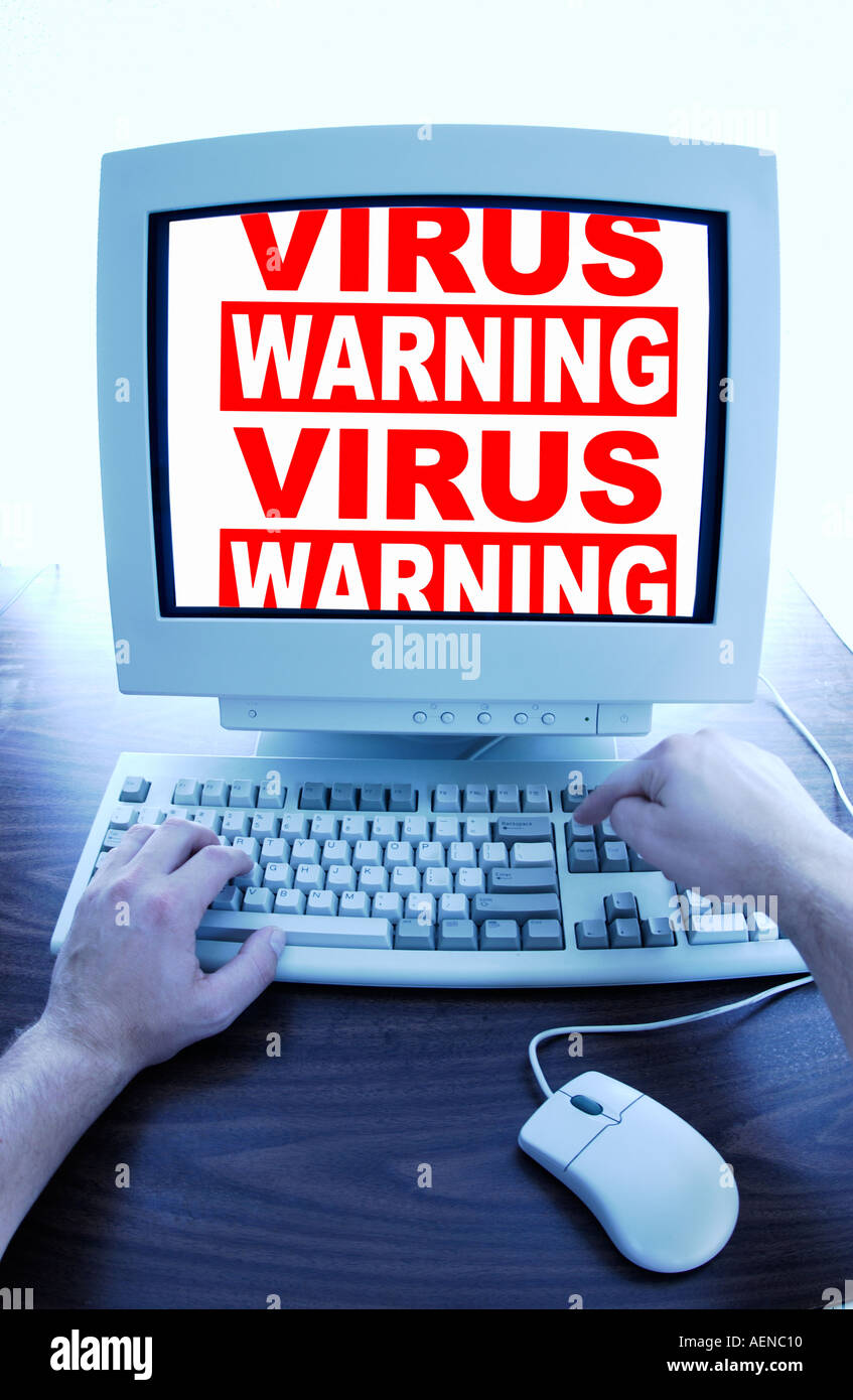 Computer virus warning Stock Photo