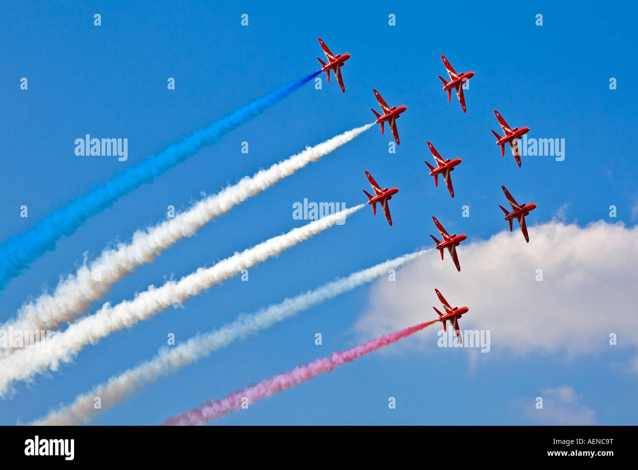 The red arrows aerobatic flying dispay team. Eastbourne Sussex 2007 Stock Photo