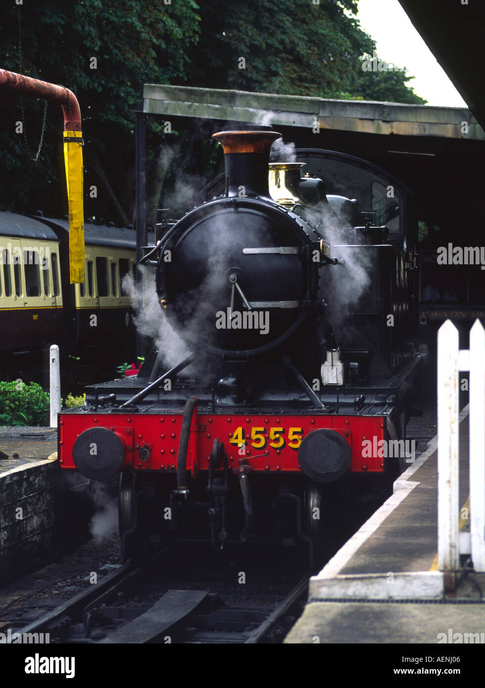 Steam train at Paignton Station Devon England Stock Photo Alamy