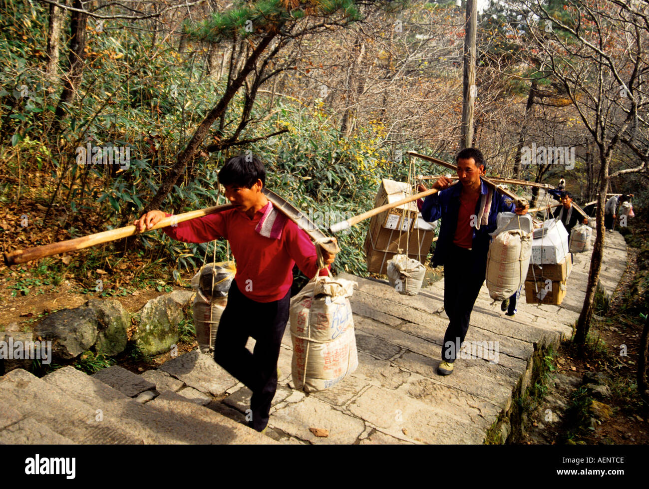 Huangshan Yellow Mountain Anhui China Porters Carrying - 