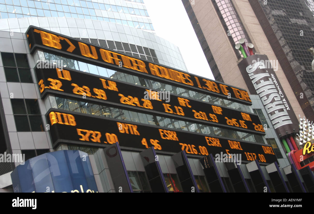 Stock exchange sign in Times Square Mahattan New York showing the