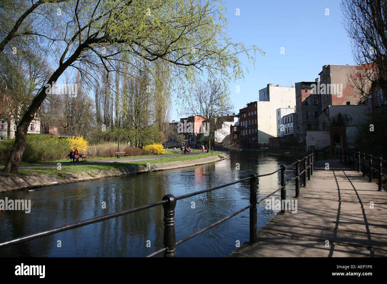 Canal in old town Bydgoszcz Poland Stock Photo