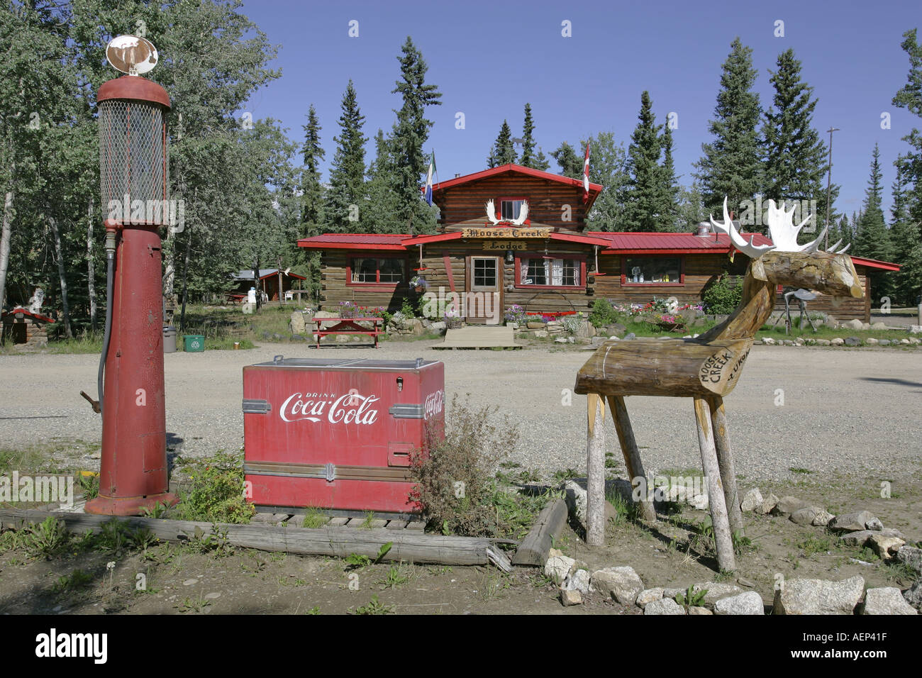 an old roadhouse along the highway 2 between Dawson and Whitehorse Yukon Territory Canada Stock Photo
