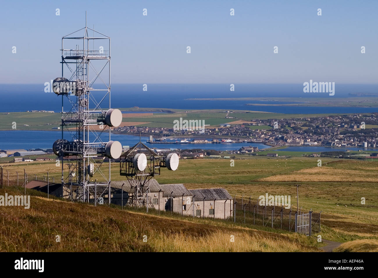 dh Wideforth Hill ST OLA ORKNEY Telecommunications Microwave relay antenna tower data phone mast dish telephone telecoms towers telecom scotland uk Stock Photo