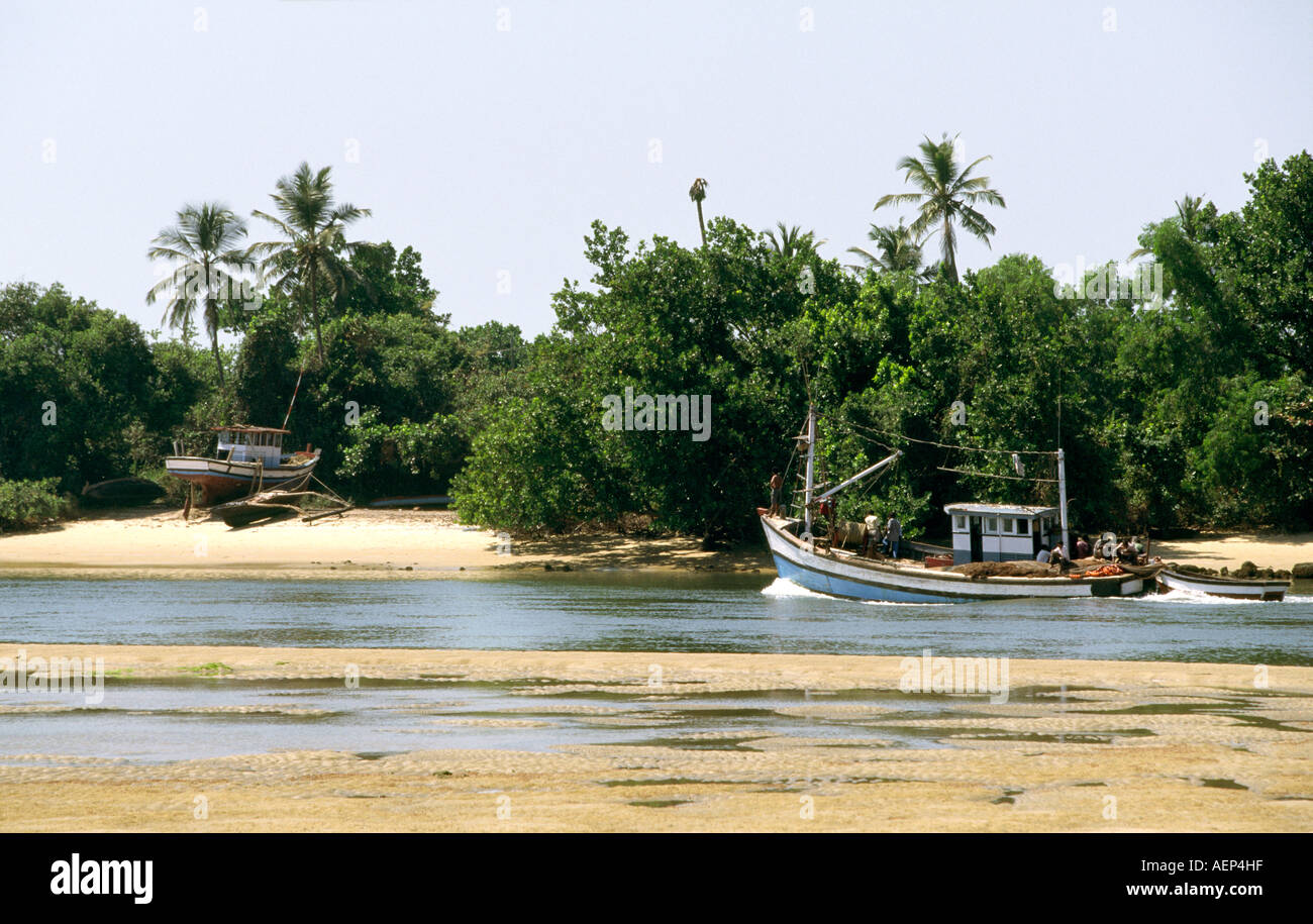 India Goa Betul fishing boats on the river Stock Photo