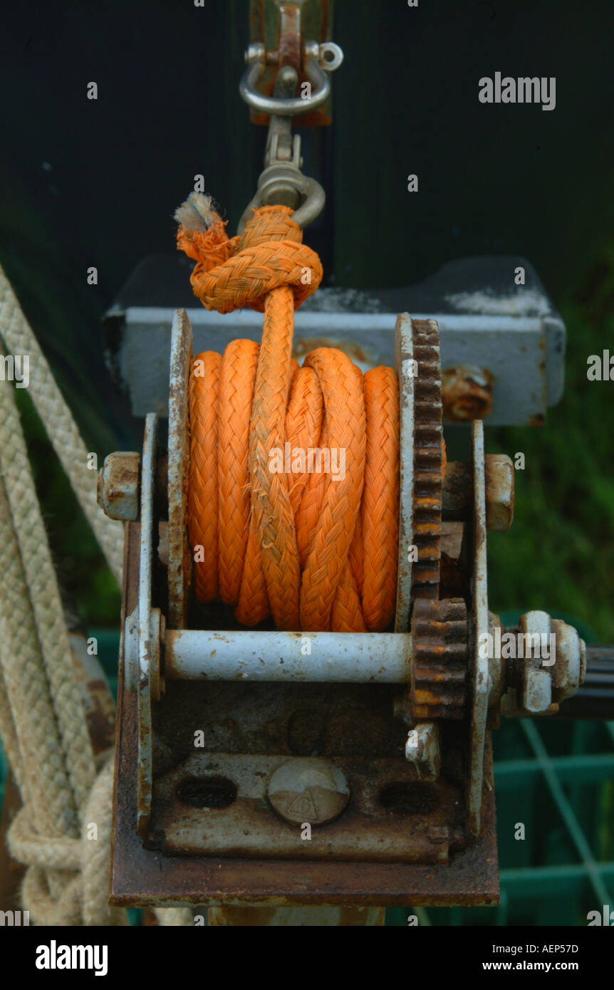 Sailing boat trailer winch Stock Photo Alamy