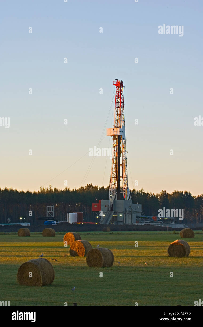 A vertical warm tone image of a Drill Rig Stock Photo Alamy