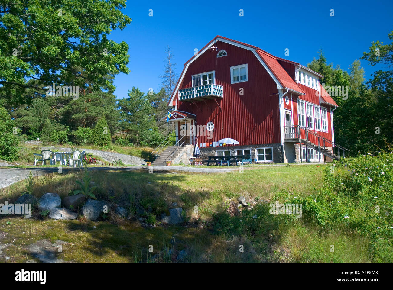 Gästhemmet Möja youth hostel in on Möja island offers budget accommodation in the beautiful archipelago of Stockholm Sweden Stock Photo
