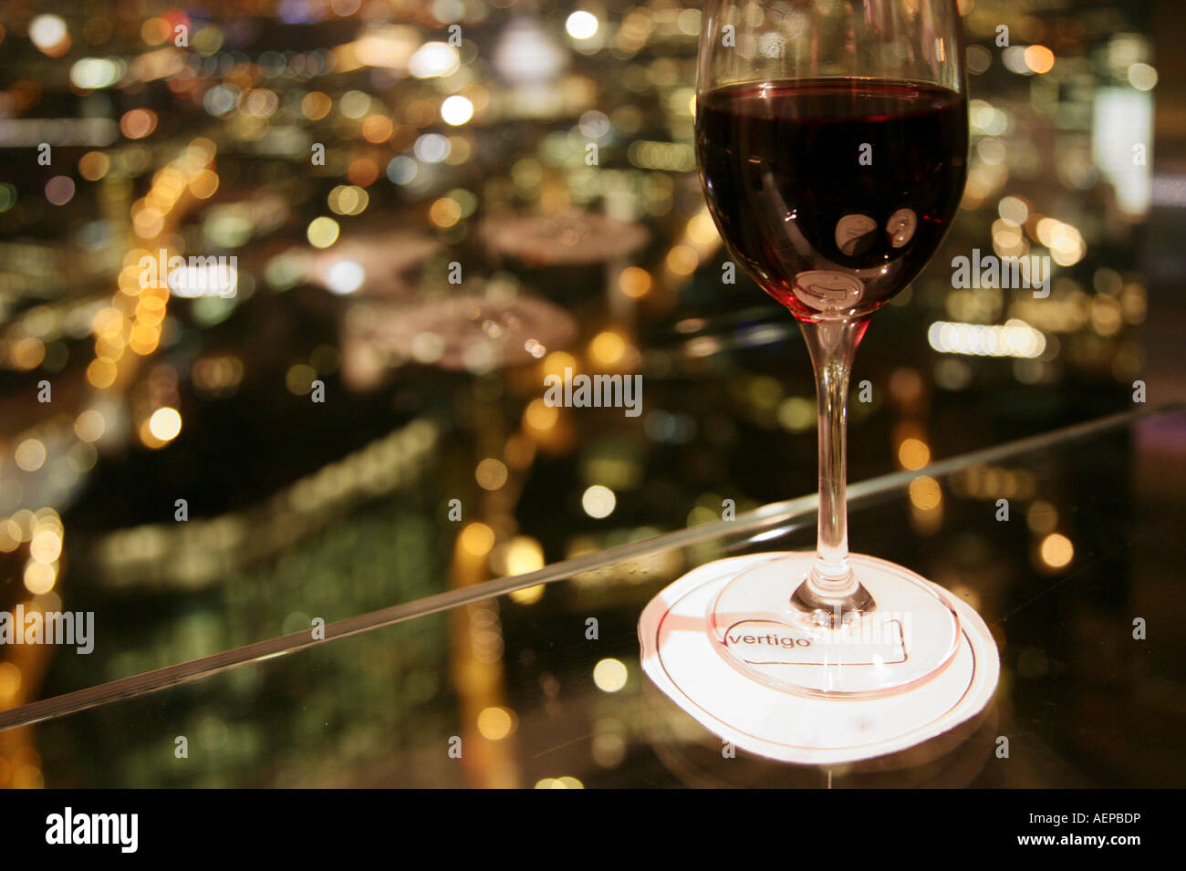 Wine glass Vertigo bar Tower 42 London Stock Photo