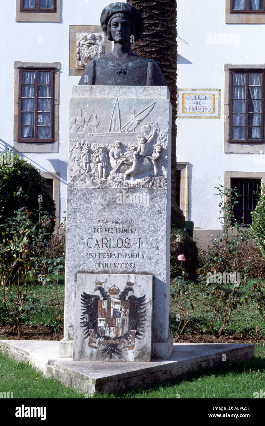 Villaviciosa, Denkmal Carlos I., Stock Photo