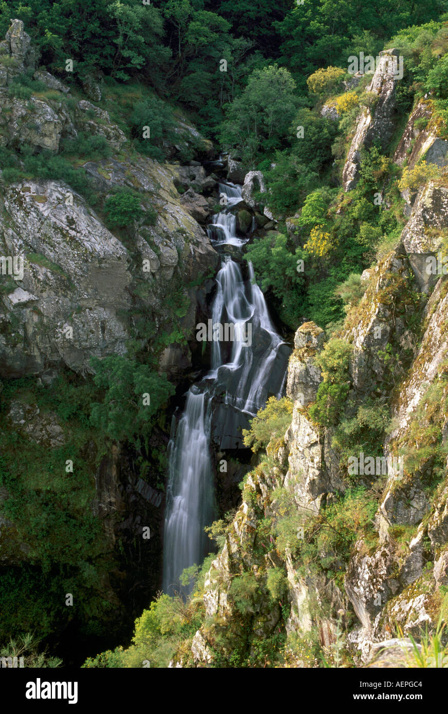 Lalin, Rio Toxa, Wasserfall Stock Photo