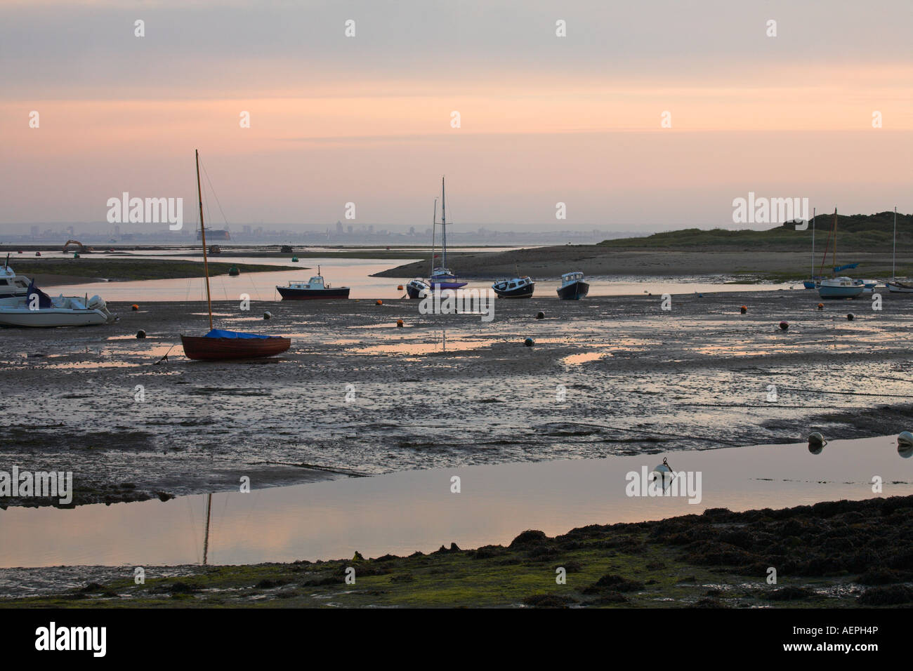Low tide at Bembridge Harbour on the Isle of Wight Stock Photo