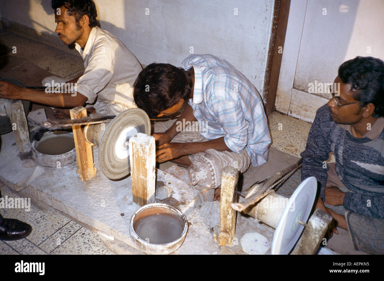 Agra India Grinding Semi Precious Stones Marble Factory Stock Photo Alamy