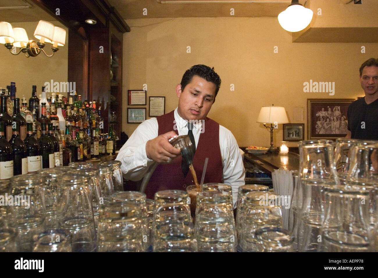 Chicago Illinois A bartender at Maggiano s restaurant Stock Photo