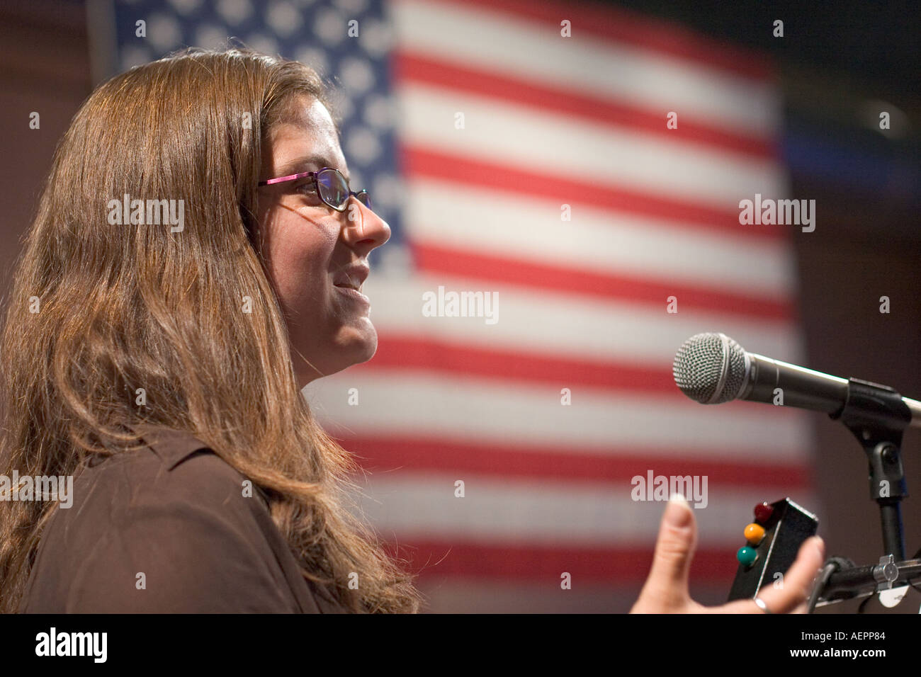 Chicago Illinois Leslie Moody a delegate from Denver speaks at the AFL CIO convention Stock Photo
