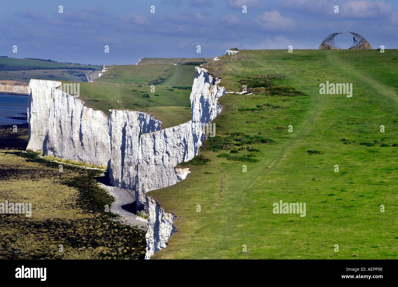 Eco friendly sculpture at Birling Gap on the South Downs Stock Photo