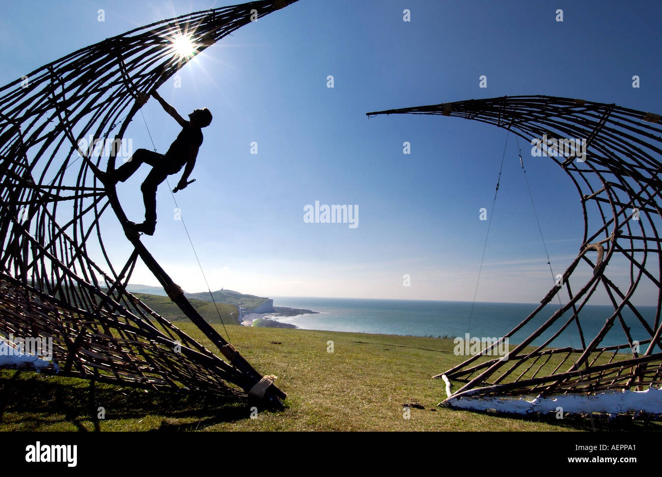Eco friendly sculpture at Birling Gap on the South Downs Stock Photo