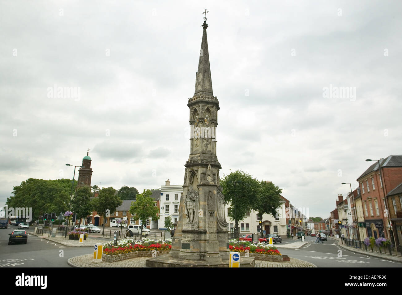 The Banbury Cross monument in the town of Banbury in Oxfordshire Stock Photo