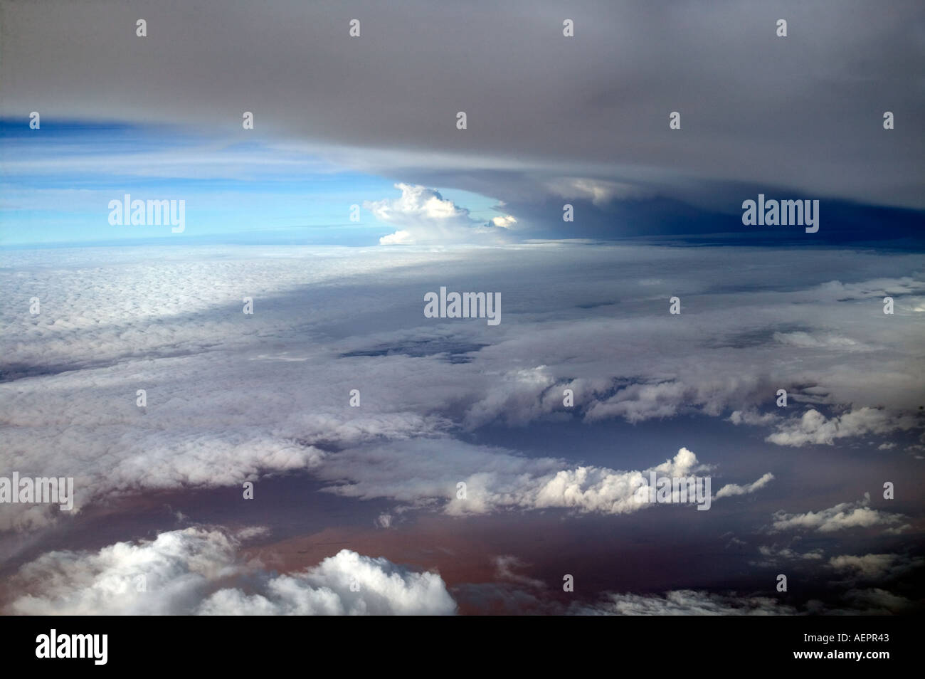 Storm clouds over East Africa seen from a passenger aircraft Stock Photo