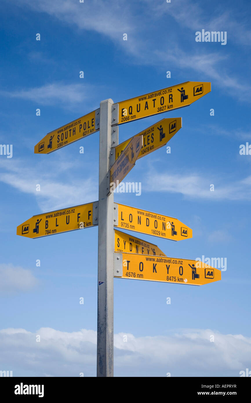 AA Travel World destinations directions and distances signpost. Cape
