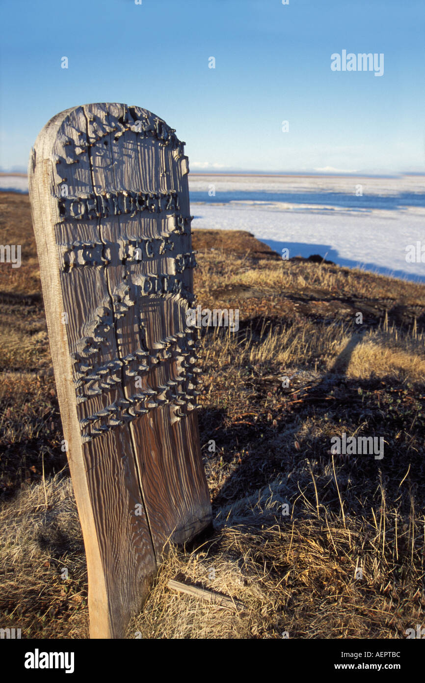 old weathered grave sight on Barter Island in the 1002 coastal plain of