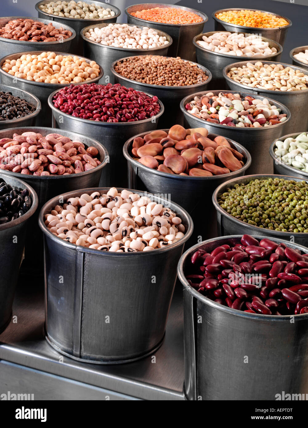 SELECTION OF BEANS AND PULSES Stock Photo