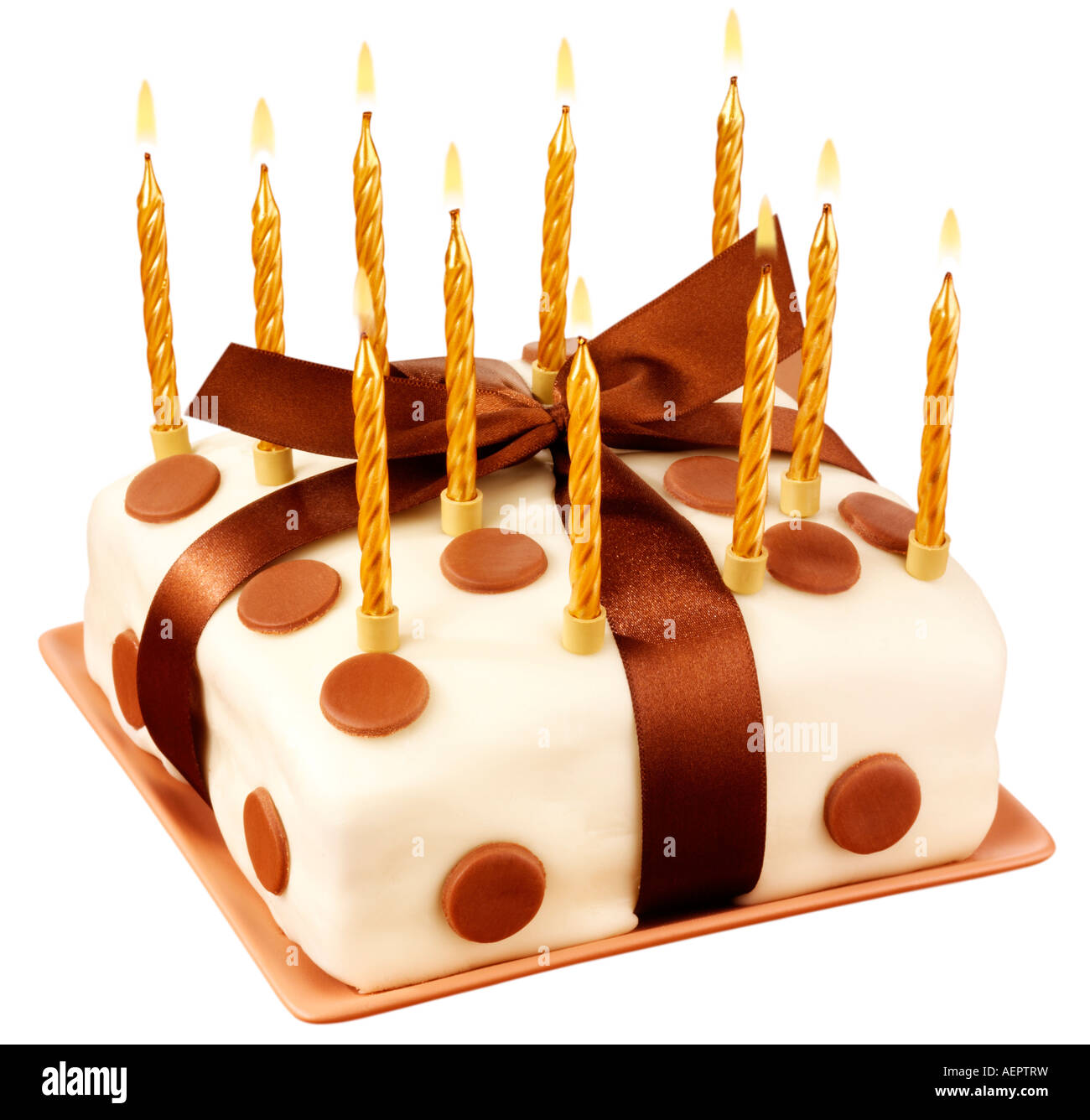 ICED CHOCOLATE POLKA DOT CAKE CUT OUT Stock Photo
