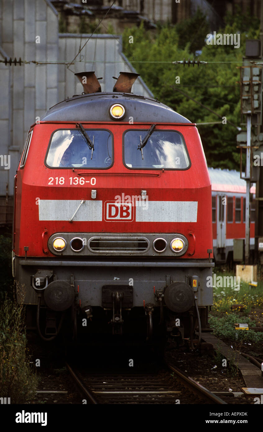 German Railways Diesel Locomotive Class 218 Heading A Passenger Service Out Of Cologne North