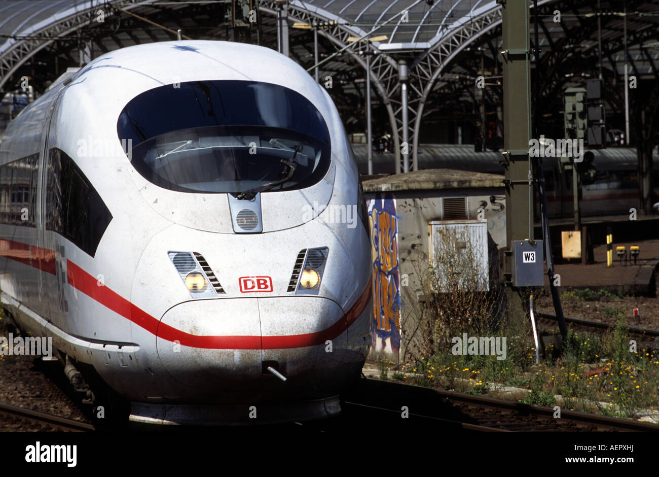 German Railways high-speed express passenger train, Cologne, North Rhine-Westphalia, Germany. Stock Photo