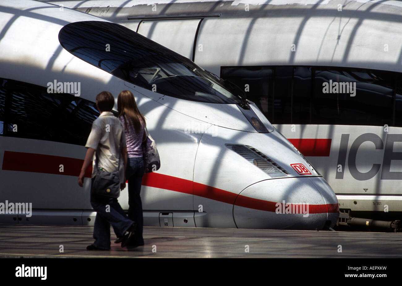 Intercity express passenger trains, Cologne, North Rhine Westphalia, Germany. Stock Photo