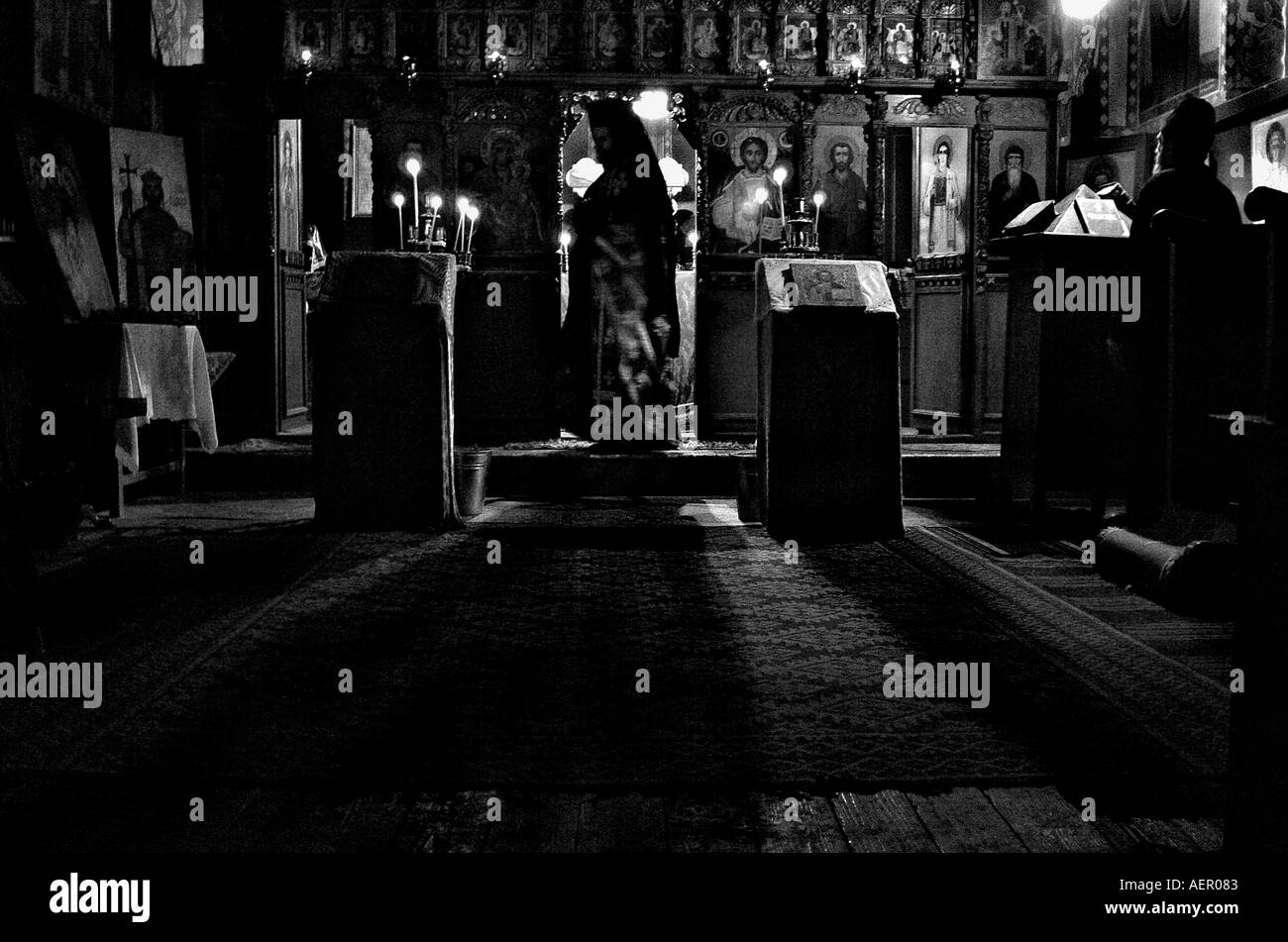 mystic monk on prayer Glogen Monastery Bulgaria Stock Photo