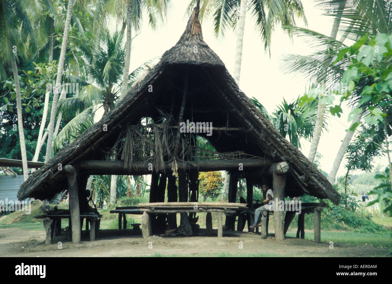 House along the Sepik River Papua New Guinea Stock Photo